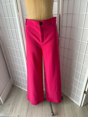 ZARA Hot Pink Wide Leg Trousers S High Waisted Statement Pants